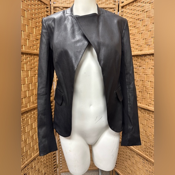 Theory Black Leather Jacket - Picture 9 of 10